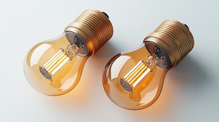 Two LED light bulbs, warm glow