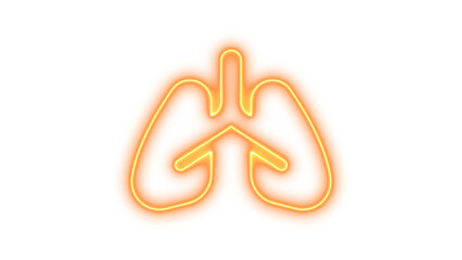 Neon sign shaped like human lungs, Neon lungs icon glow with transparent background