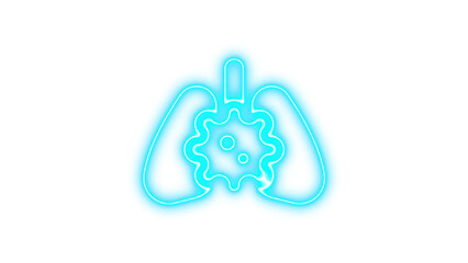 Neon Lungs with Virus Symbol Illustration, Neon lungs virus icon glow with transparent background