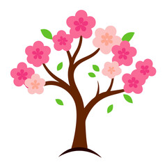 Obraz premium Blooming Sakura Tree – Pink Blossom Art Vector Illustration 