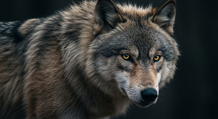 Obraz premium Piercing gaze Gray wolfs intense stare