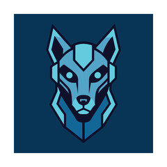 Fototapeta premium Futuristic Robotic Dog Head Logo with Mechanical Details