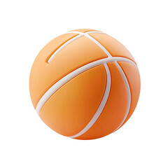 3D basketball icon, orange color, isolated on a transparent background Png file format