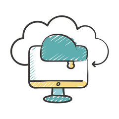 computer cloud icon, computer cloud vector illustration-simple illustration of computer cloud, perfect for computer cloud logos and icons