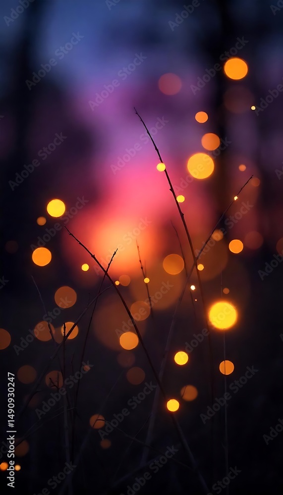 Aufkleber generative ai image portraying the ethereal glow of fireflies at dusk in a mystical field
