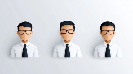 Fototapeta premium Three professionals in glasses and ties, a portrait of modern business attire three