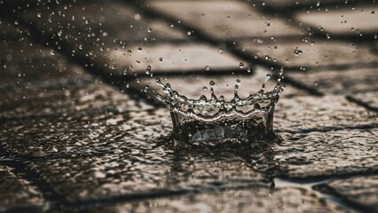 Close up raindrops splashing in puddle on stone pavement rain wallpaper 4k | rain aesthetic wallpaper 4k | rain frog | rain news weather report monsoon