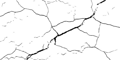 Obraz premium Black grunge effect on white&nbsp;background.Texture soil dry crack background pattern.