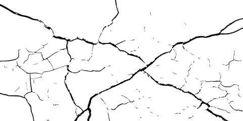 Black grunge effect on white background.Texture soil dry crack background pattern.