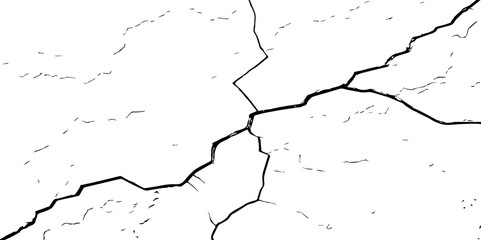 Black grunge effect on white background.Texture soil dry crack background pattern.