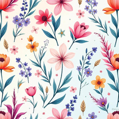 seamless floral pattern on watercolor background, vector background design