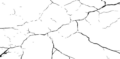 The cracks texture and grunge background of The ground cracks on white  background,  fissure. Dirty monochrome pattern vector,  black and white scratched texture, Vector. Illustration.