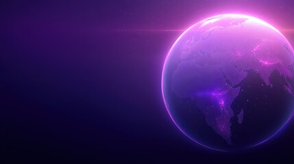 Fototapeta premium Radiant light illuminates a vibrant purple and blue planet in stunning cosmic scene