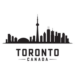 Fototapeta premium Toronto skyline horizontal banner. Black Toronto, Canada. Vector template for your design. Vector black silhouette. with white background