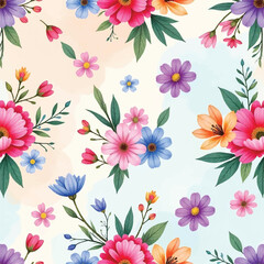 seamless floral pattern on watercolor background, vector background design