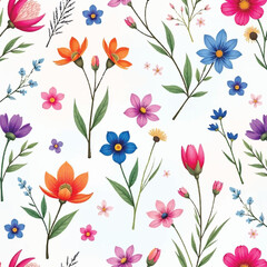 seamless floral pattern on watercolor background, vector background design