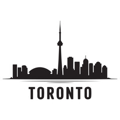Obraz premium Toronto skyline horizontal banner. Black Toronto, Canada. Vector template for your design. Vector black silhouette. with white background