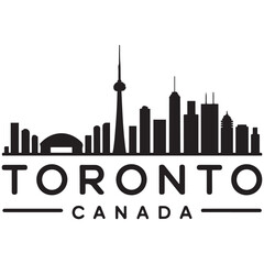 Fototapeta premium Toronto skyline horizontal banner. Black Toronto, Canada. Vector template for your design. Vector black silhouette. with white background