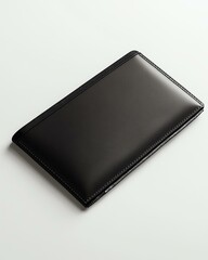 A mockup of a travel document pouch with a branded logo on a white background