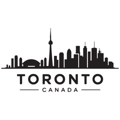 Obraz premium Toronto skyline horizontal banner. Black Toronto, Canada. Vector template for your design. Vector black silhouette. with white background