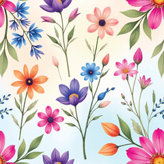 seamless floral pattern on watercolor background, vector background design