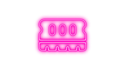 Neon memory icon glow with transparent background
