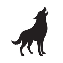 Dog Howling At Night Silhouette