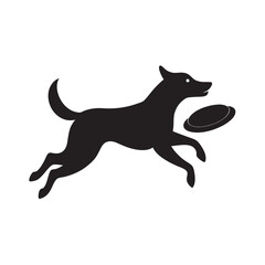 Dog Catching Frisbee Silhouette