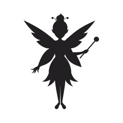 Fairy With Sparkling Wings Silhouette