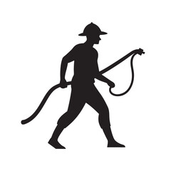 Firefighter Heroic Rescue Action Silhouette