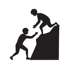 Helping Hand Mountain Climbing Silhouette