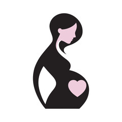 Pregnant Woman Holding Heart Silhouette