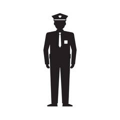 Police Officer Standing Guard Silhouette