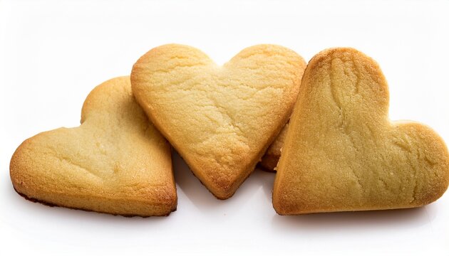 heart shaped cookies isolated on white background