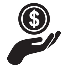 Money Icon vector silhouette, Money Icon On the hand vector silhouette, payment glyph icon, Dollar, money, payment sign
