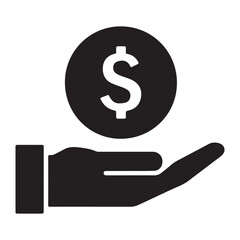 Money Icon vector silhouette, Money Icon On the hand vector silhouette, payment glyph icon, Dollar, money, payment sign