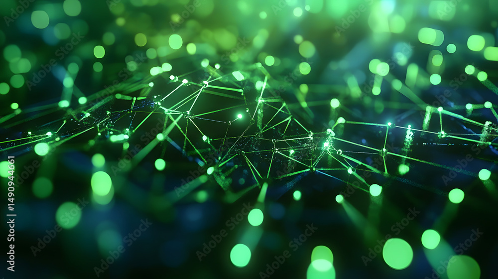 Poster abstract green technology background - generative ai