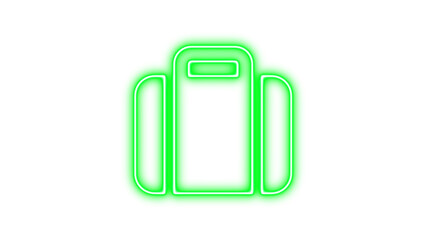 Neon Camera Icon with Glow, Neon suitcase glow with transparent background
