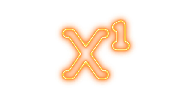 Neon Letter X with Superscript 1, Neon superscript glow with transparent background