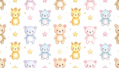 Obraz premium Cute Animal Teddy Bear Seamless Pattern.