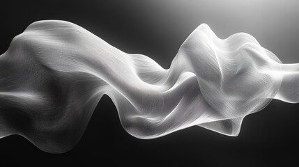 Fototapeta premium Elegant, flowing white fabric against a dark backdrop.