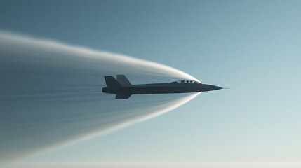 Sonic boom! A sleek aircraft soars through the sky, vapor cone trailing in its wake. A symbol of speed and aviation. A marvel of engineering in action.