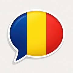Fototapeta premium Romania Flag in Speech Bubble Icon for Language and Communication Themes