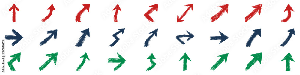 Poster colorful hand-drawn arrow set. directional guidance and navigation collection. isolated vector illus