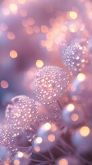 dreamy bokeh background with pink glittering flowers 