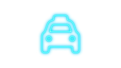 Bright neon sign of a taxi cab, Neon taxi glow with transparent background