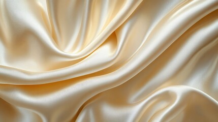 Fototapeta premium Creamy, luxurious satin fabric with flowing drapes.