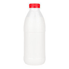white bottle of kefir with red cap isolated 