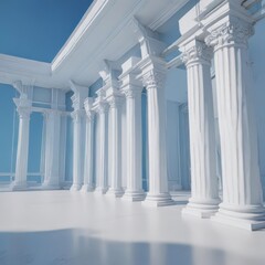 Clean blue background with crisp white architectural lines, blueprint style , cad, abstract