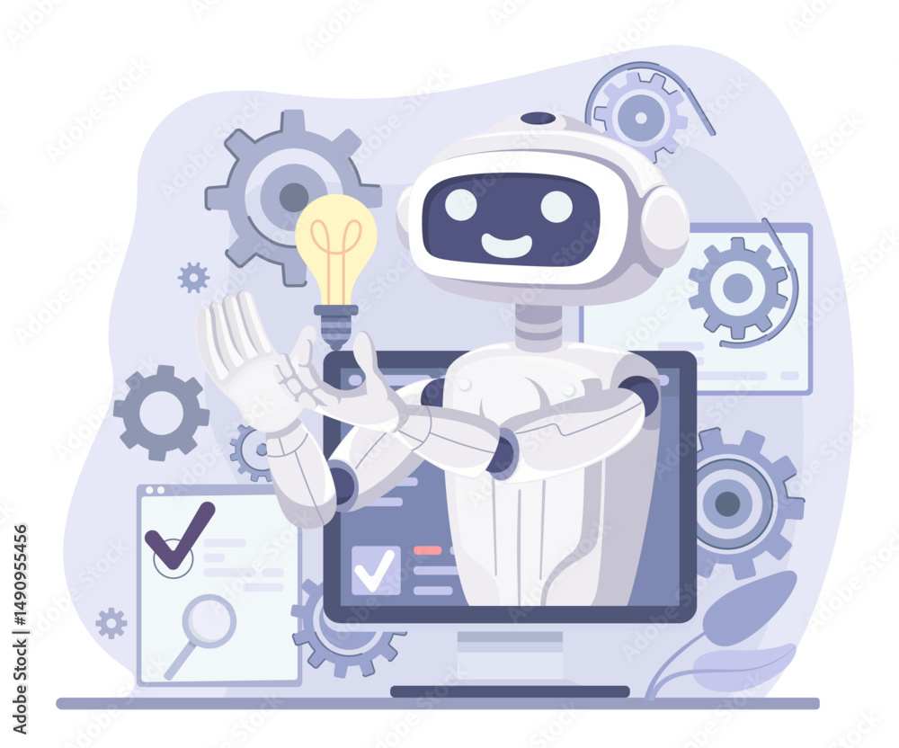 Fototapete robotic process automation and ai in business technology. vector web banner concept.